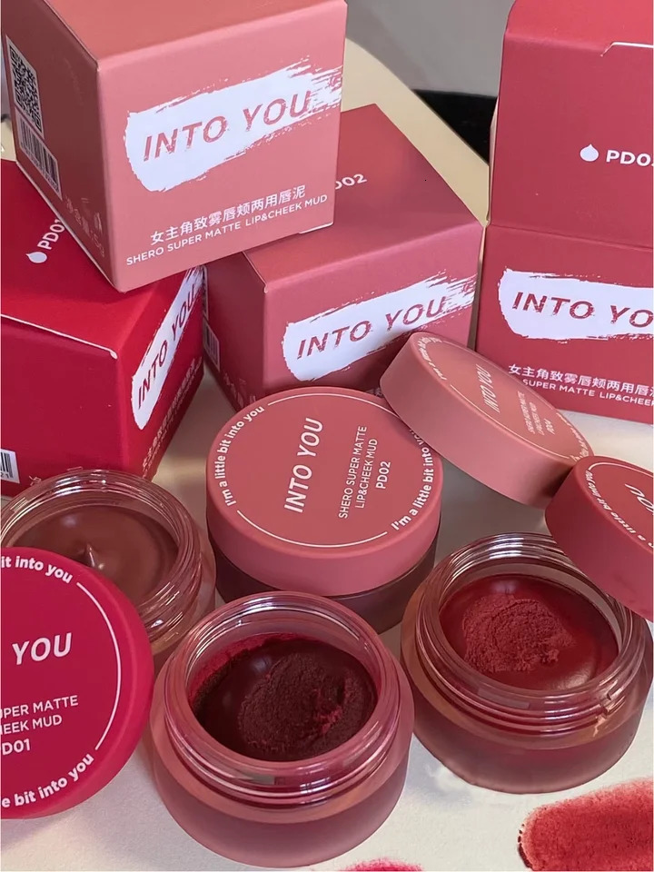 Into You Canned Lip Mud Matte Velvet Whitening Long lasting Lip Frost Lip Glaze Natural Bare Color 250108