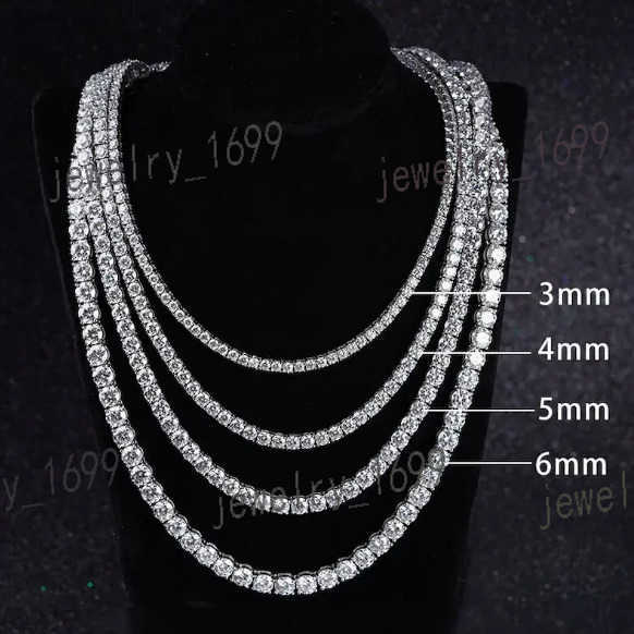 925 Sterling Silver Moissanite Tennis Chain Necklace for Anniversary Engagement Gift Party Wedding