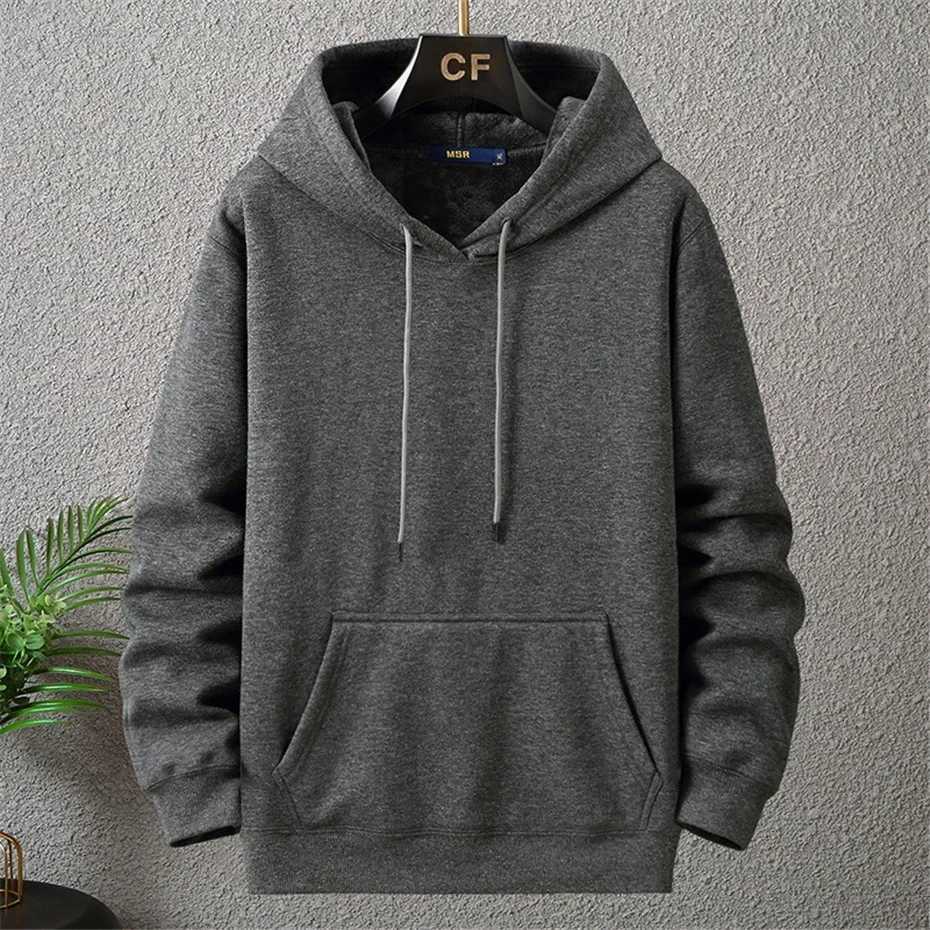 Large Mens Hoodie Jacket Hooded Long Sleeve Thick Wool Lined Sweatshirt Mens Casual Winter 0XL 2XL Extra Big Plus W250108