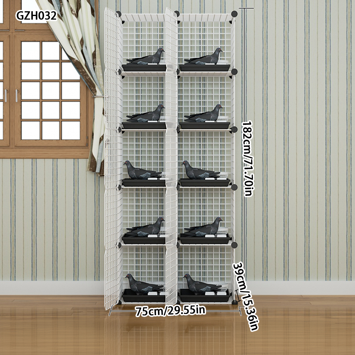 Premium Large Household Pigeon Enclosure Multilayered Iron Birdhouse with White Grid Pattern