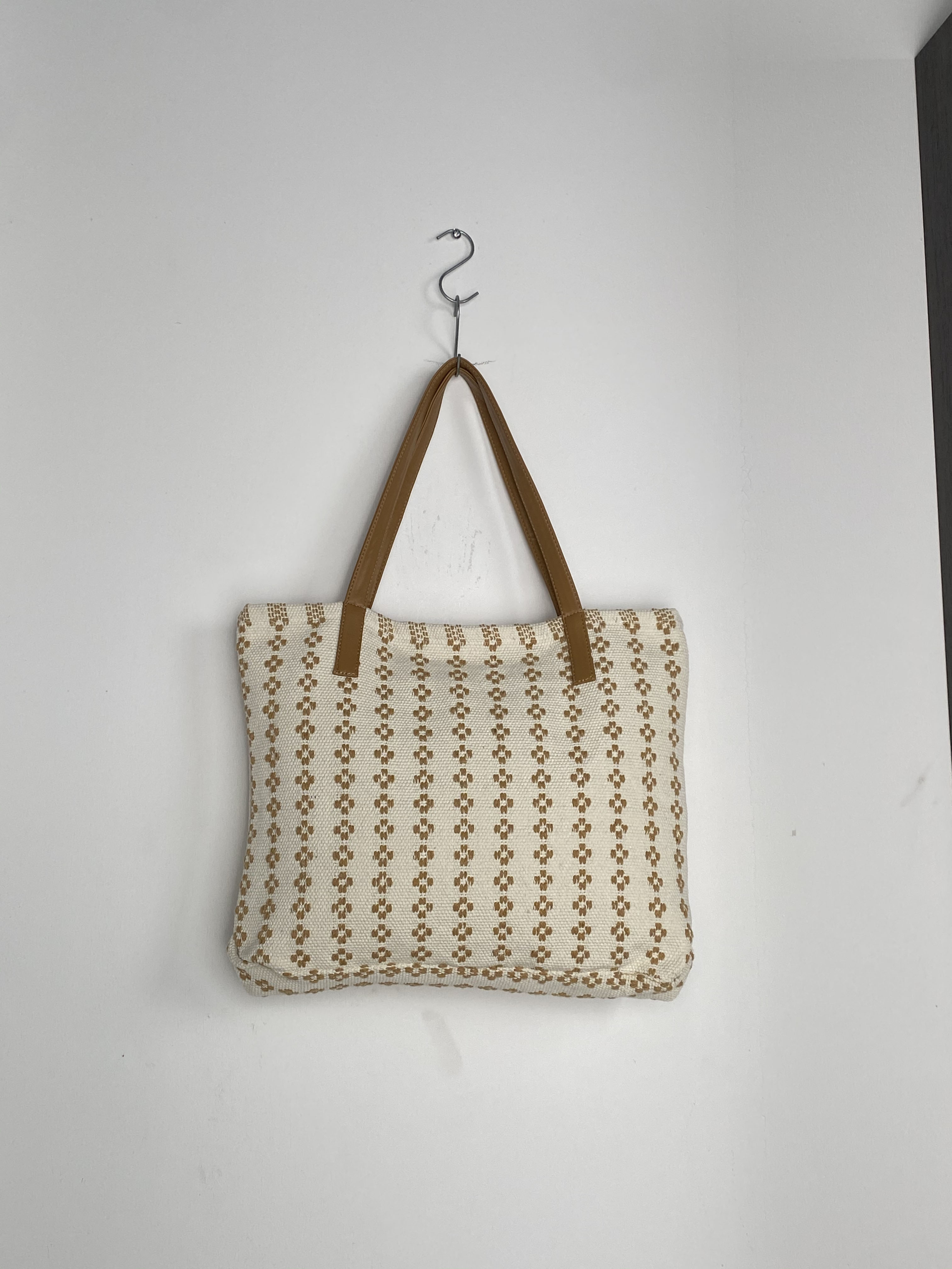 Vintage Handcrafted Linen Shoulder Tote Bag