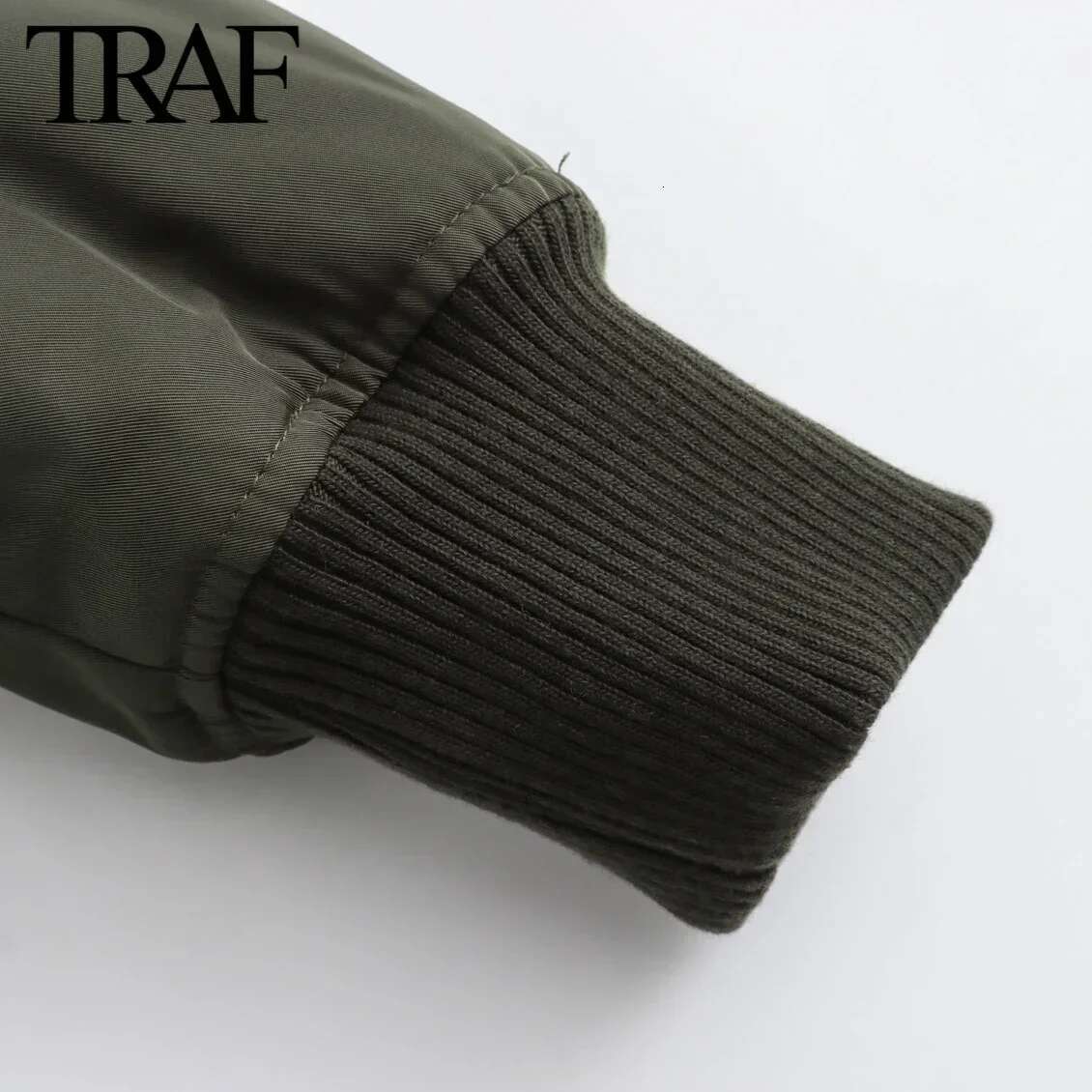 TRAF Women Fashion Autumn Winter New Pocket Solid Pilot Jacket Long-Sleeved Zip Stand Collar Short Coats Chic Female Tops