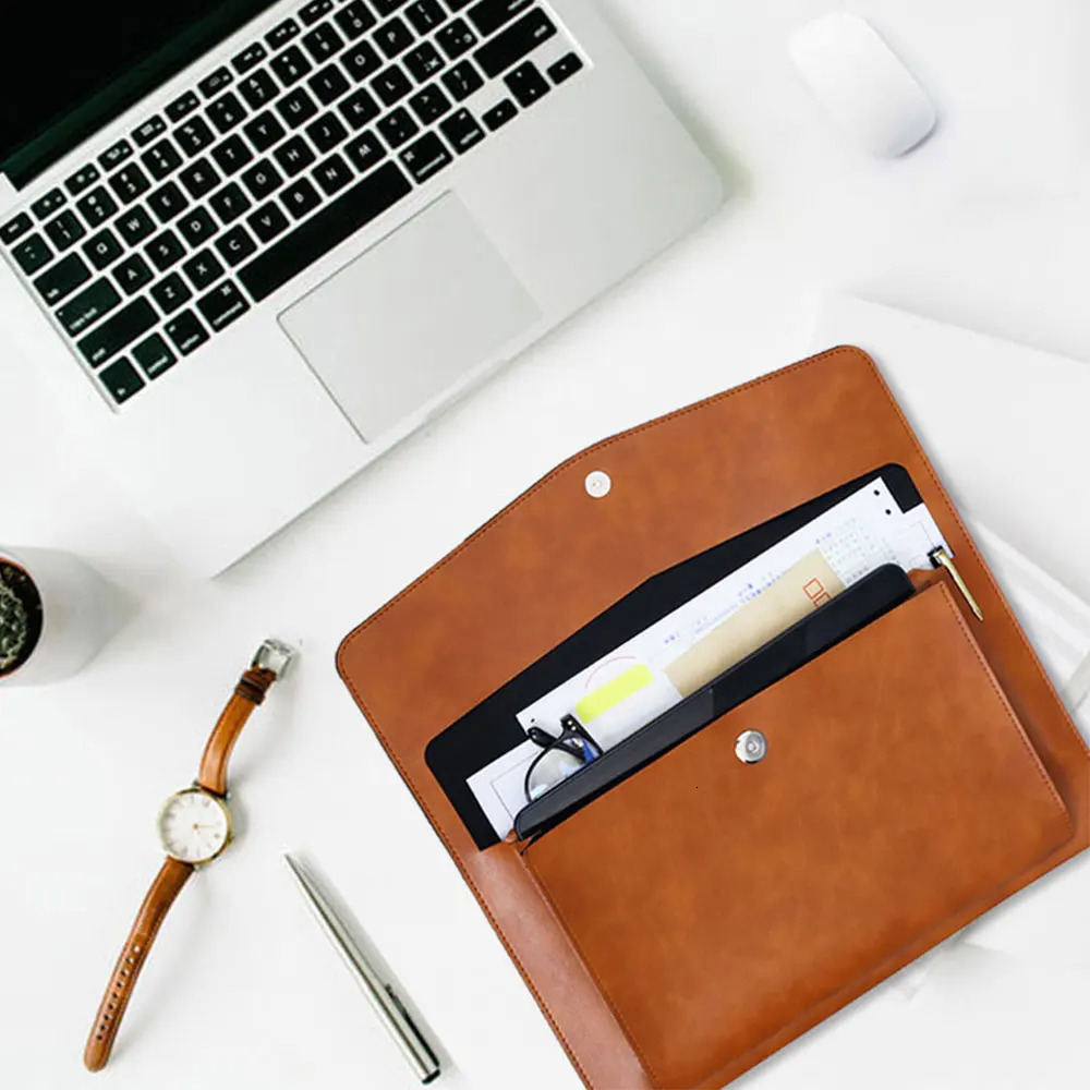 A4 File Folder Large Capacity Document Bag Business Briefcase Magnetic Button Waterproof Laptop Cases Office Organizer 250107