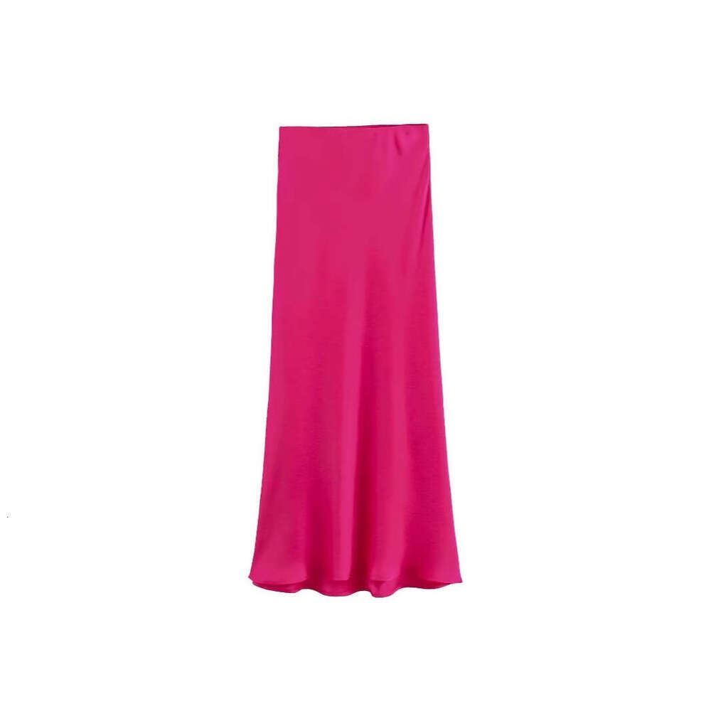 European And American Wholesale Spring Black Rice Colored Texture Silk Slippery Long Half Length Skirt 22 Colors