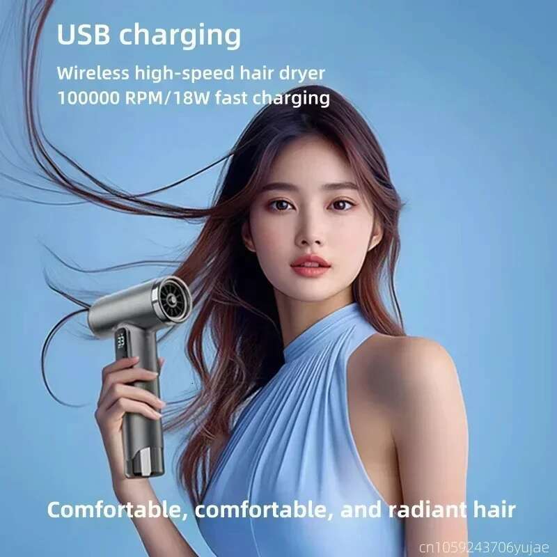 Stylish Cordless for Dorm/Travel Negative Ion Care Silent Hair Dryer USB Convenient Charging blow dryer