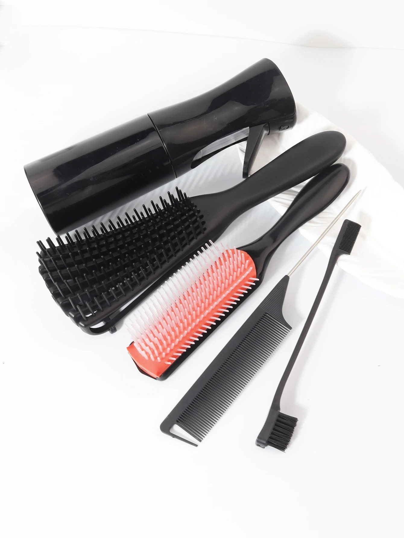 5pcs/set Detangling Anti Static Hair Brush Curly Hair Curved Rat Tail Comb Set Salon Hair Tools Suitable For All Hair Types 250106