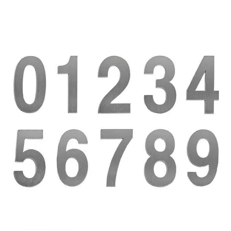 Interior Decorations 5-9cm Residential Digital Outdoor Stainless Steel Stickers Signage Home Address Board Hotel Room Customization Email Number H2501