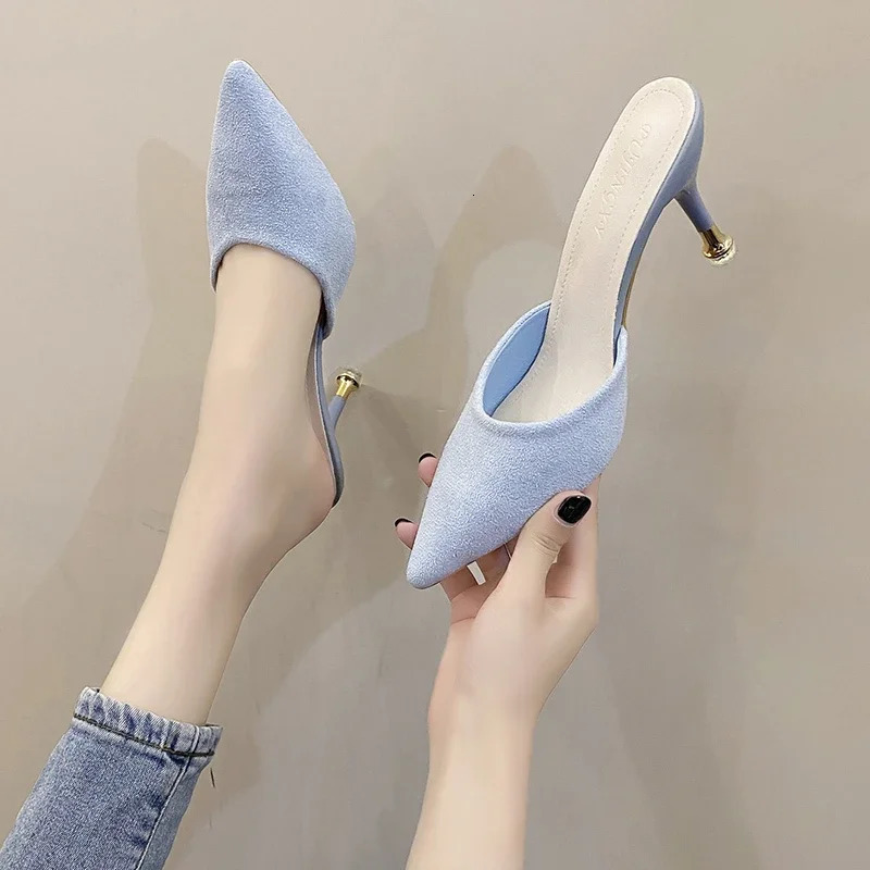 Womens Slippers High Heel Closed Pointed Toe Shoes Sexy Ladies Heeled Sandals for Women 250107