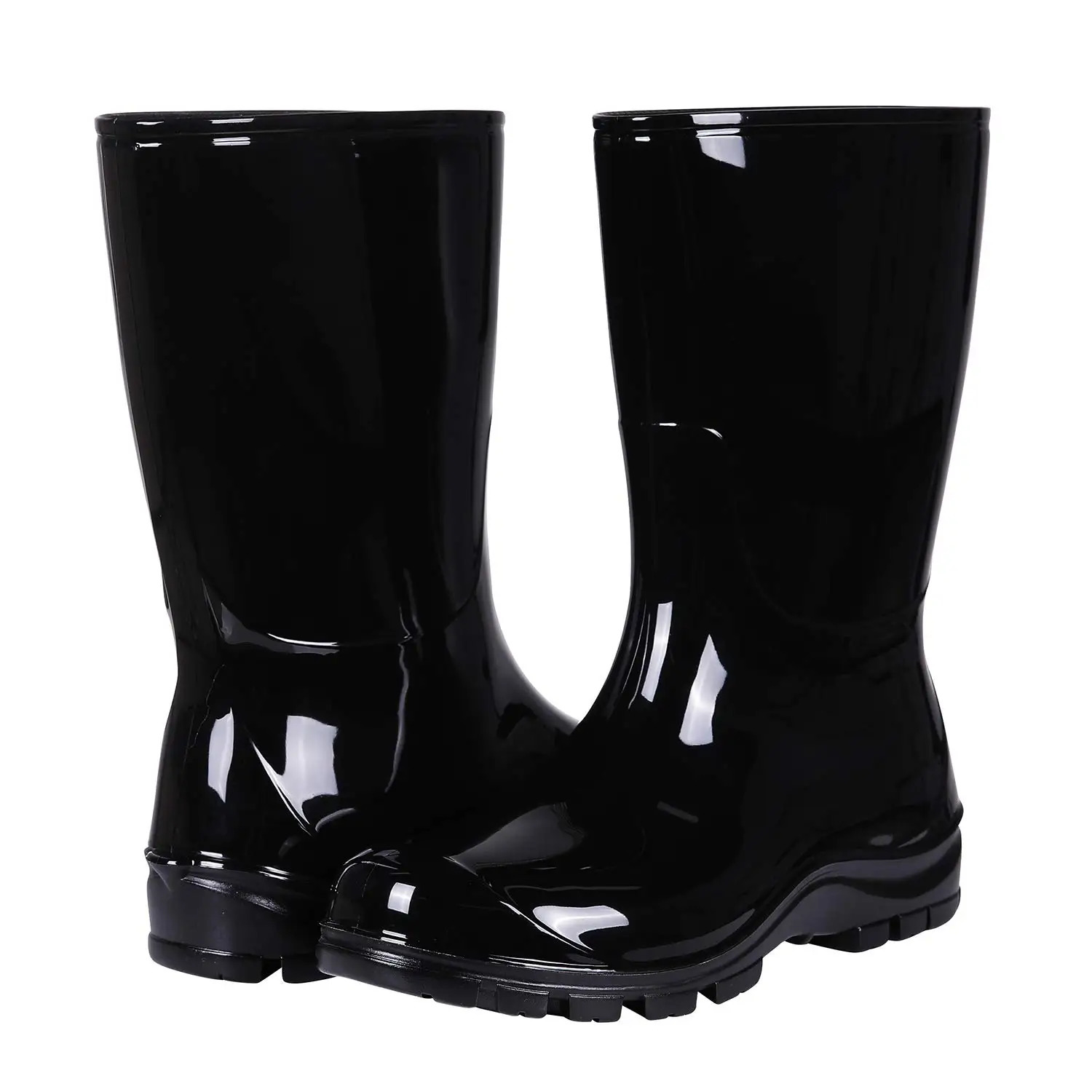 Evshine Women Rain Boots Black Waterproof Mid Calf Lightweight Cute Booties Fashion Out Work Comfortable Garden Shoe Rubber Sole 250106