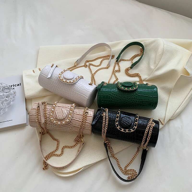 Small Chain Barrel Shaped PU Leather For Women 2022 Fashion New Women's Designer Handbag Shoulder Crossbody Bags