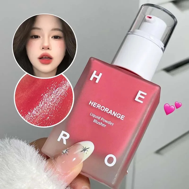 HERORANGE Matte Liquid Blush Velvet Blusher Peach Face Blusher Pigment Lasting Beauty Natural Cheek Tint Cream Blush Makeup 30ML 250108
