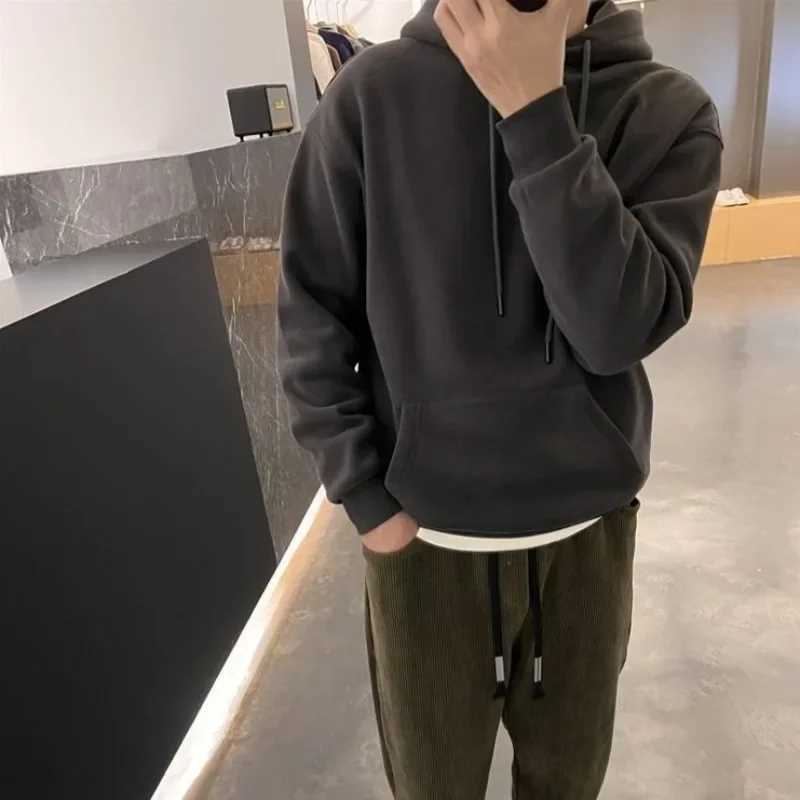 Wool Solid Mens Hoodie Mens Pocket Sweater Cotton S Luxury High Quality Winter No Brand Loose Harajuku Fashion Cheap W250108