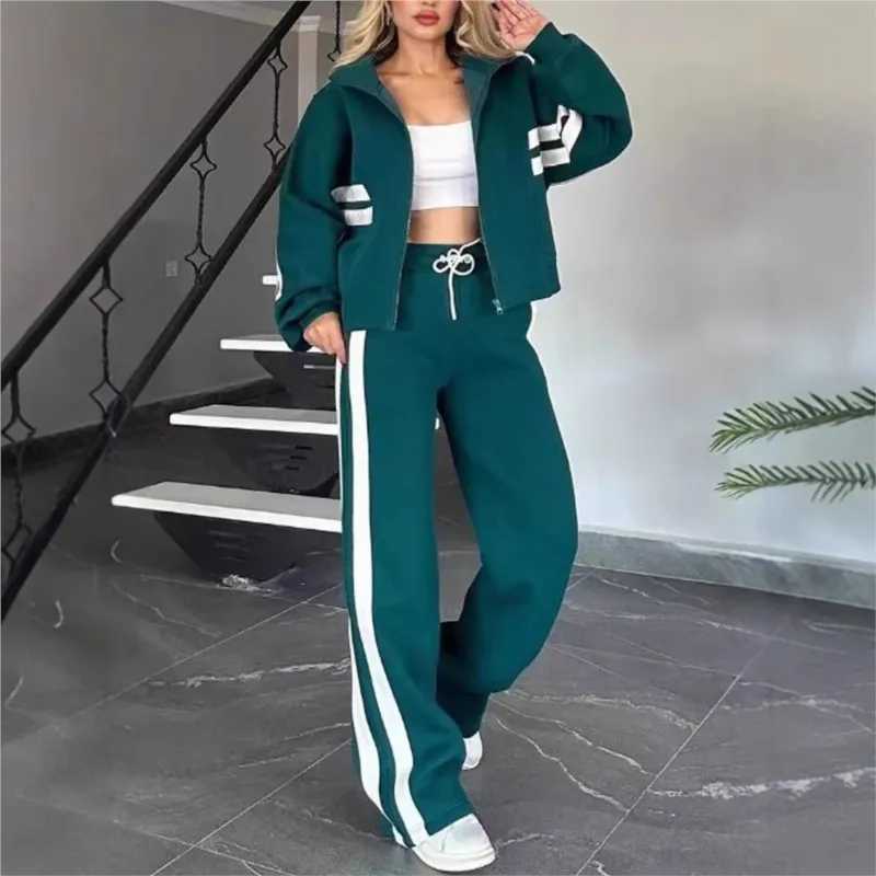 2025 New Zipper Top Set Womens Autumn 2-piece Set Casual Sports Pants Versatile Long Sports Shirt Coats Trouser W250108