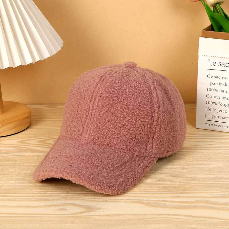 Winter hat female warm cap Korean version of the hundred with plush cap duck tongue cap show face small baseball cap female bent brim cap wholesale