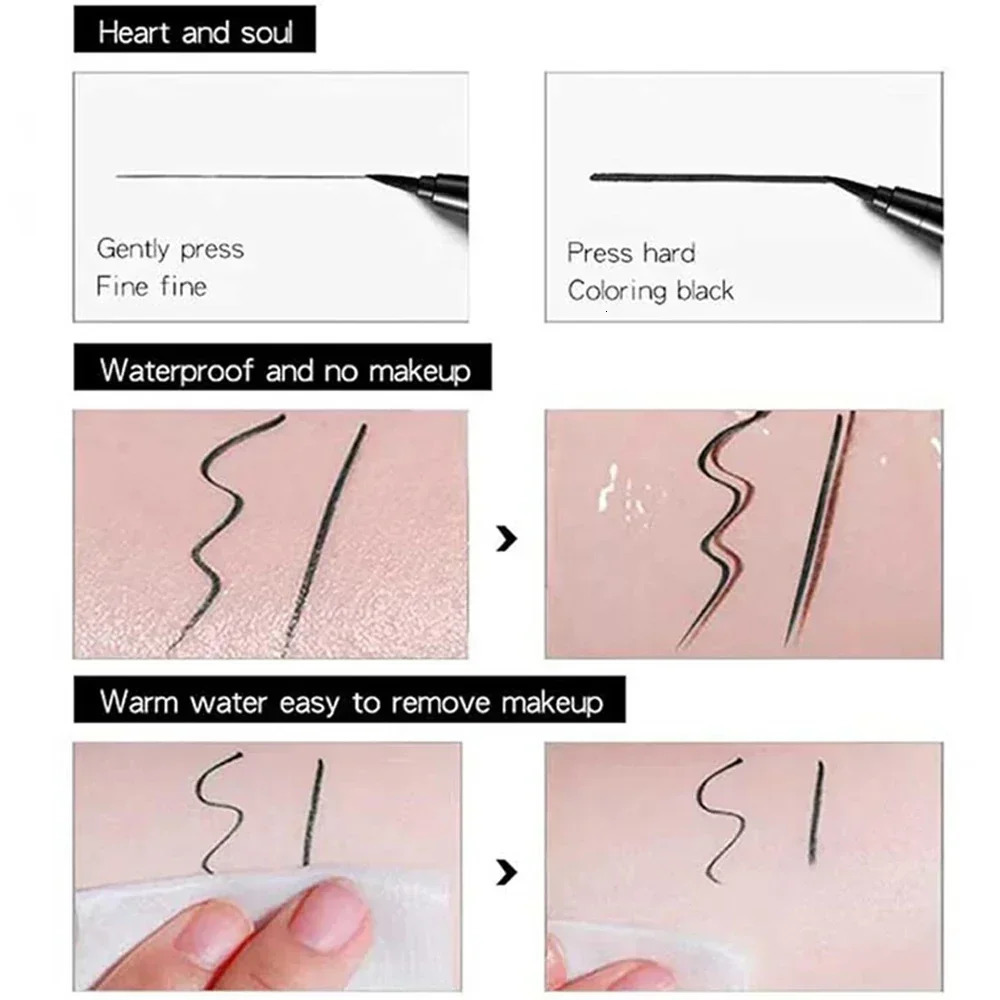 Quickdry Eyeliner Pencil Makeup Long Lasting Smooth Matte Eye Liner Waterproof Anti Smudge Liquid Pen Eyes Cosmetics 250106