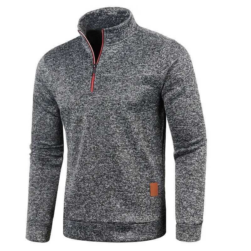 Mens wool sportswear casual long sleeved stand up collar half zipper mens solid color hoodie spring and autumn outerwear W250108