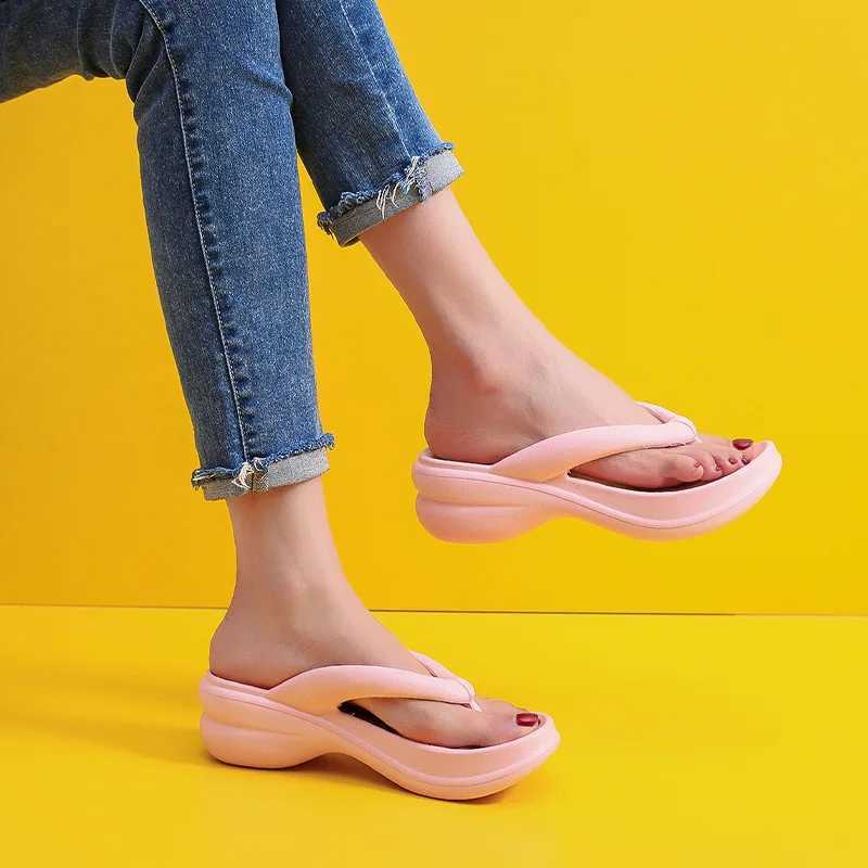 New Arrival Summer new womens flip fashion platform wedge high heels slider womens casual slider comfortable EVA beach flip T250108