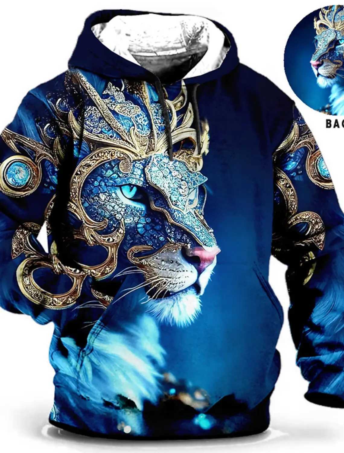 Mens unisex hoodie fashion Pullover hoodie sports hoodie animal wolf lion dragon tiger printed daily 3D printed casual hoodie W250108