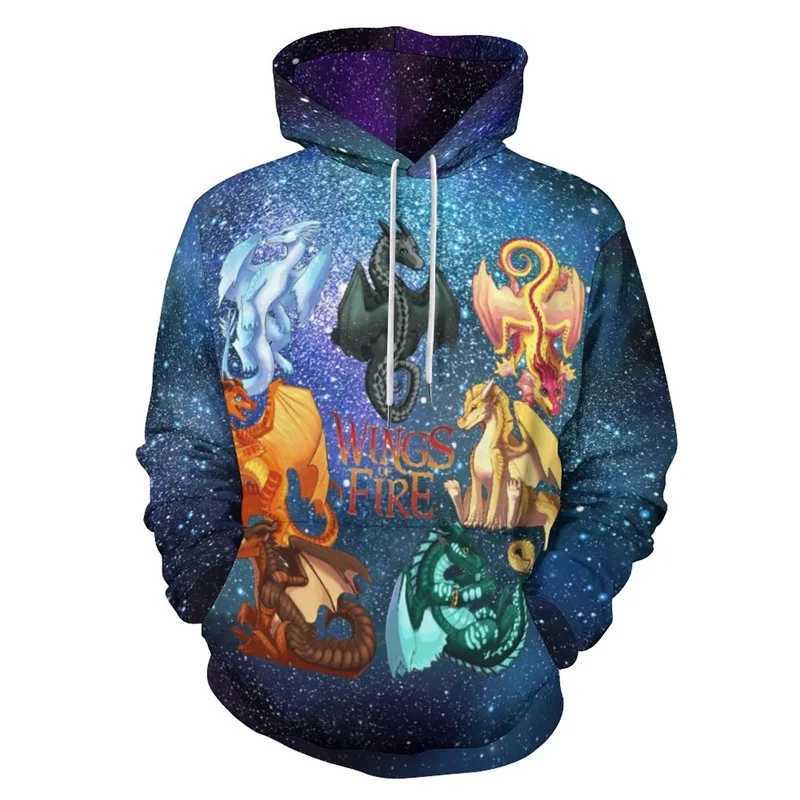Fire Dragon Wings Mens Graphic Hoodie 3D Printed Novel Pulling Sports Shirt Casual Super Large Mens Street Clothing Hoodie W250108