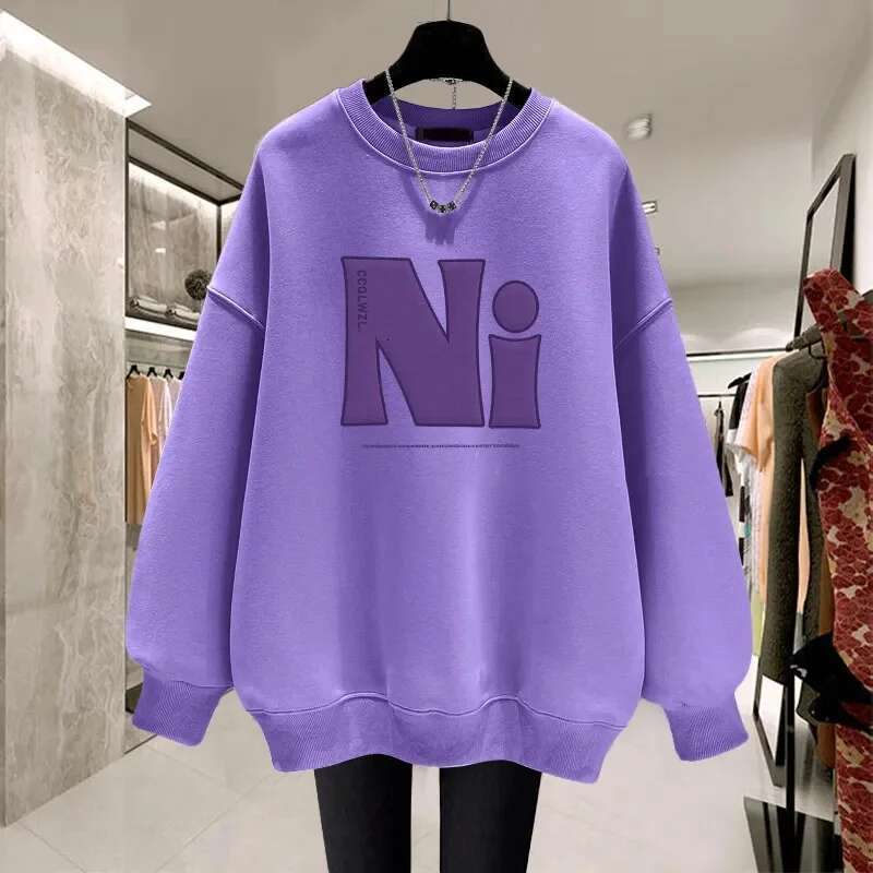 2025 Korean Women's Long Sleeve Designer Hoodie Retro Women's Round Neck Sweatshirt Autumn/winter Women's Loose Large 4XL Sweatshirt
