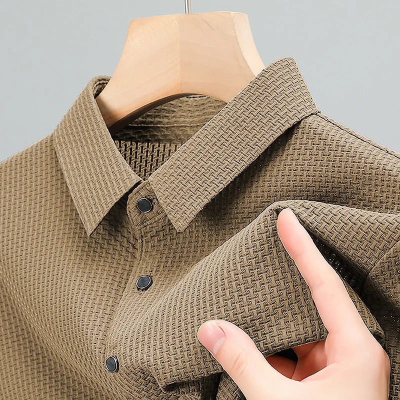 2024Summer Mens Short sleeved Polo Shirt High Quality Ice Silk Breathable Business Fashion T-shirt High Elastic Soft Polo Shirt 250107