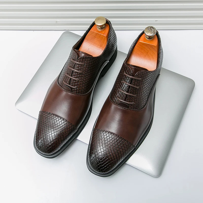 Leather Shoes for Men Gentleman Oxfords Lace Up Male Wedding Party Office Work Shoes Elegant Designer Brand Dress Shoes for Men 250107