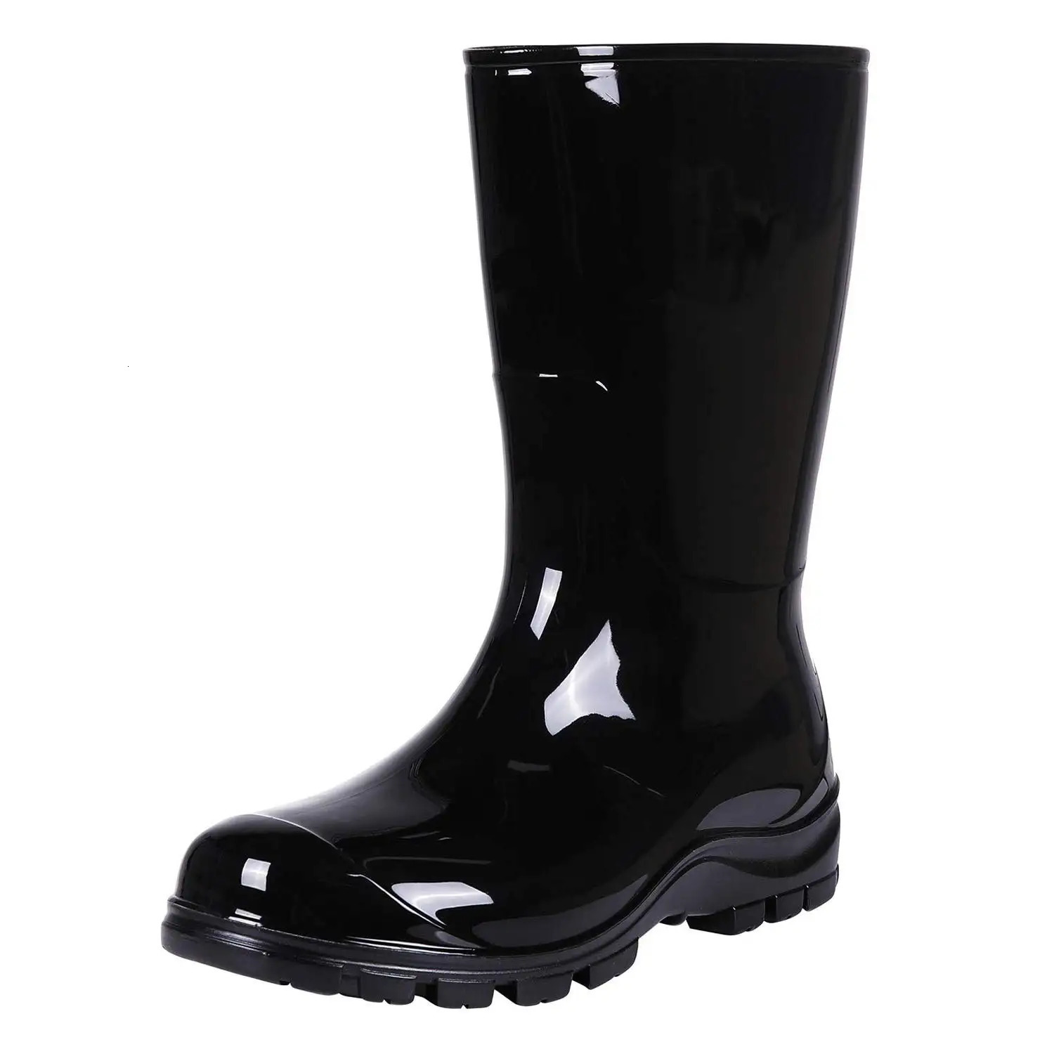 Evshine Women Rain Boots Black Waterproof Mid Calf Lightweight Cute Booties Fashion Out Work Comfortable Garden Shoe Rubber Sole 250106