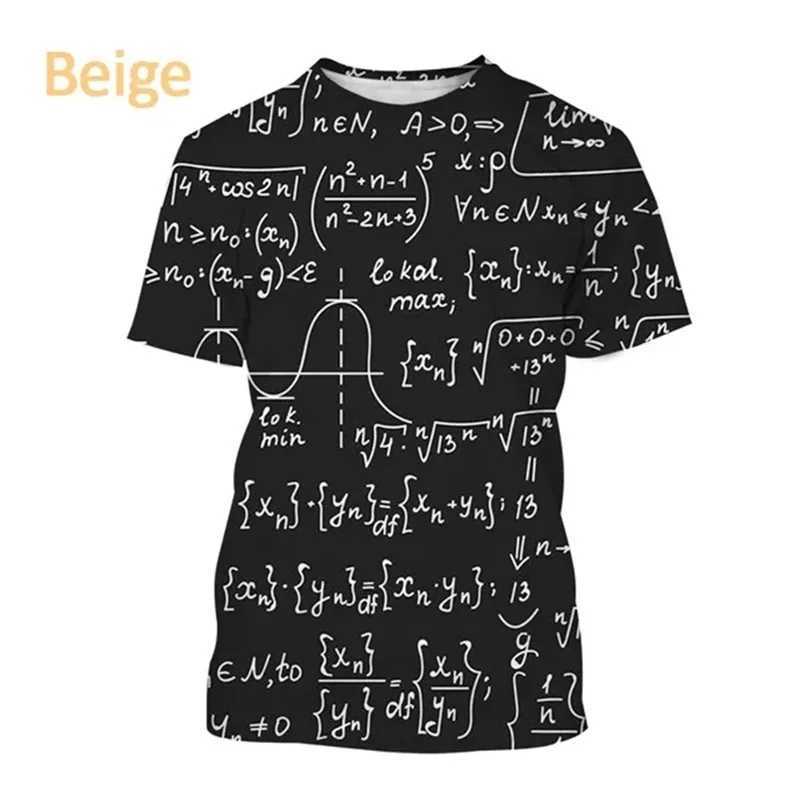 High Quality Mathematical formula printing mens T-shirt casual and interesting short sleeved T-shirt casual oversized mens T-shirt T250108
