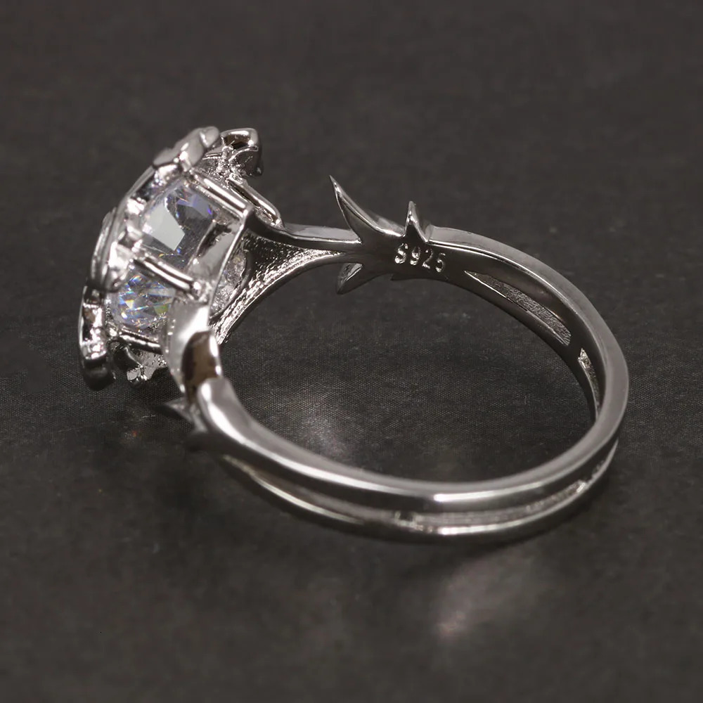 Genuine 925 Sterling Silver Ladies Ring The Galadriel Nenya Zircon Engagement Wedding Band Ring 250106