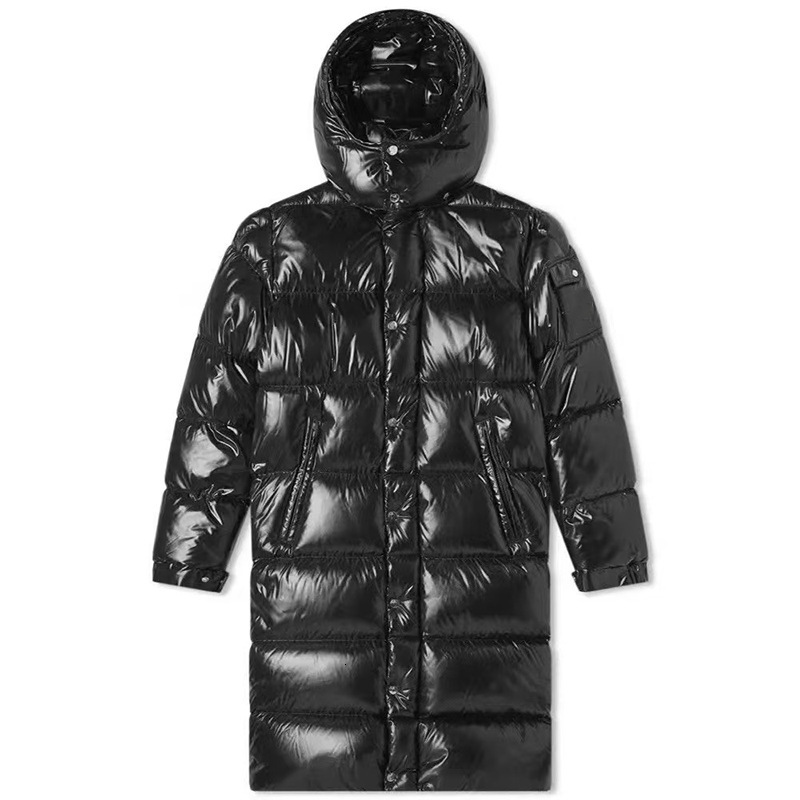 Designed Long bread detachable cap long white duck down jacket winter warm black over knee