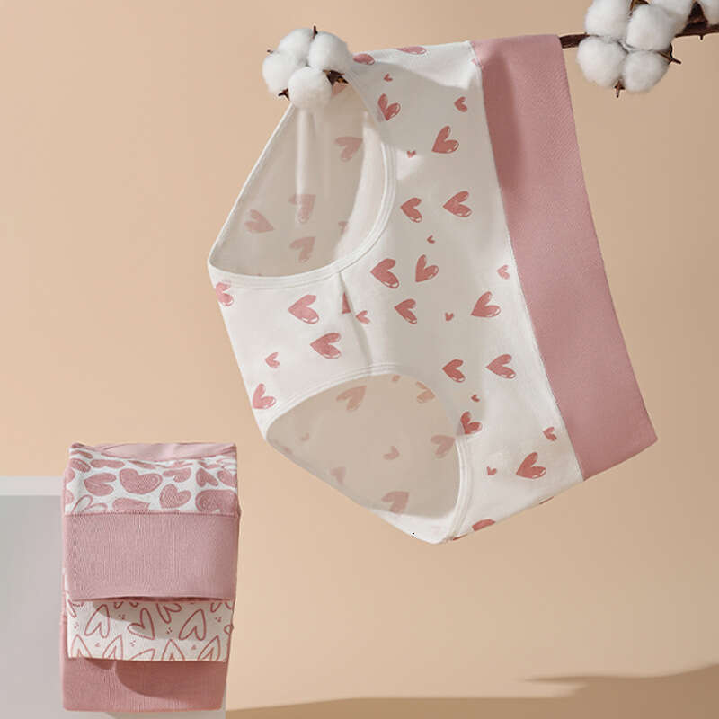 High Waisted Plus Size Pure Cotton Cute Girl Antibacterial Triangle Student Underwear, Women's Underwear