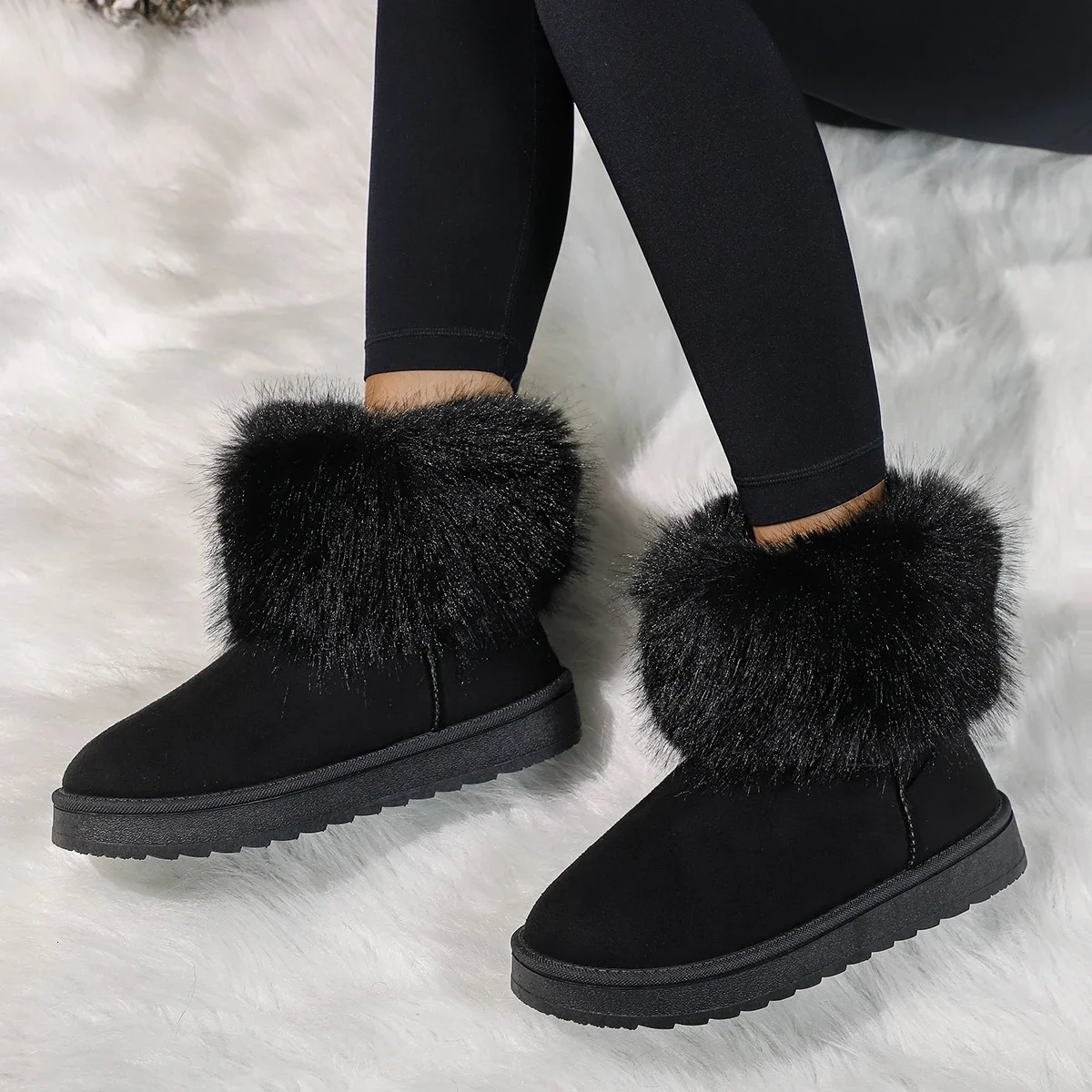 Winter Women Boots Suede Thermal Sleeves Keep Warm Mid-Calf Snow Boots Ladies Comfortable Platform Shoes Zapatos Mujer Size 43 250106