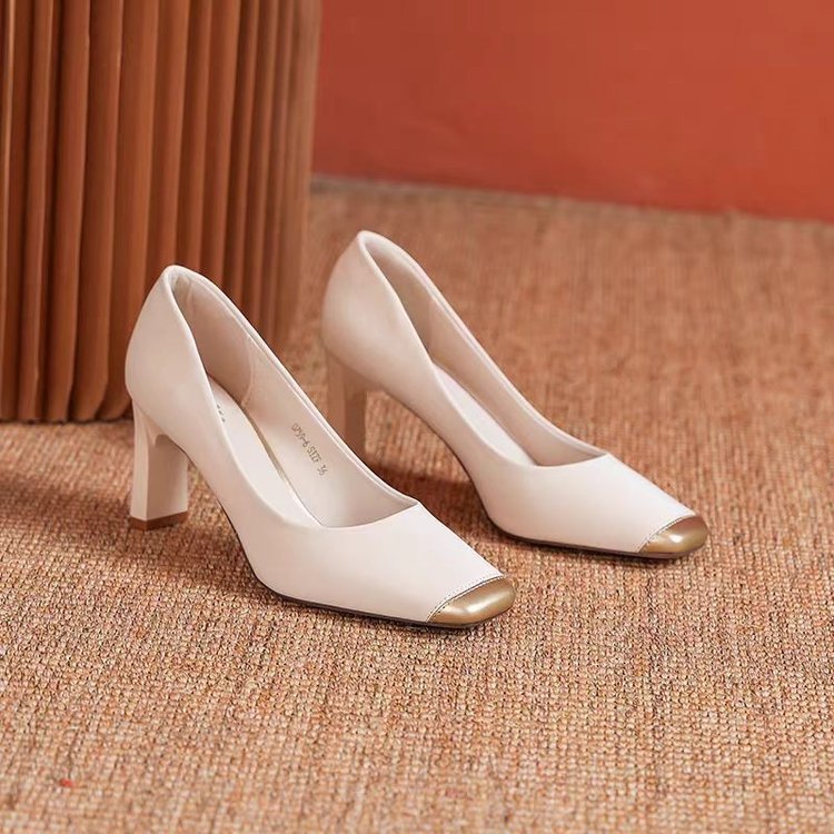 hot Women Dress Shoes High Heel Increase Height 7 CM NEW hot Square Toe Business Formal Wear Triple Black Beige Grey Free shipping