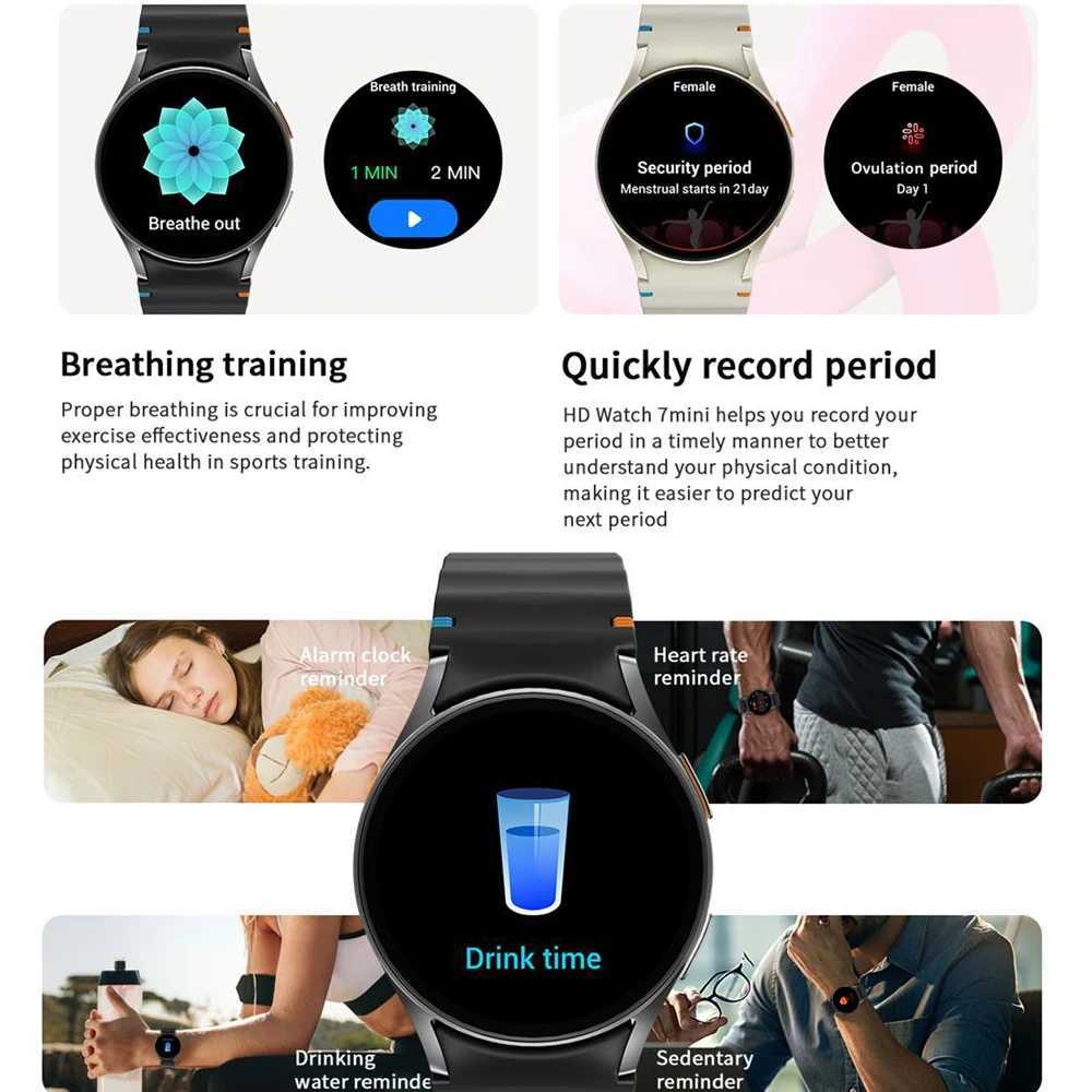 New For Galaxy Watch 7 mini Smartwatch Men AMOLED HD Sn Voice Assistant etooth Call NFC Smart Watch for WomenXJ250108
