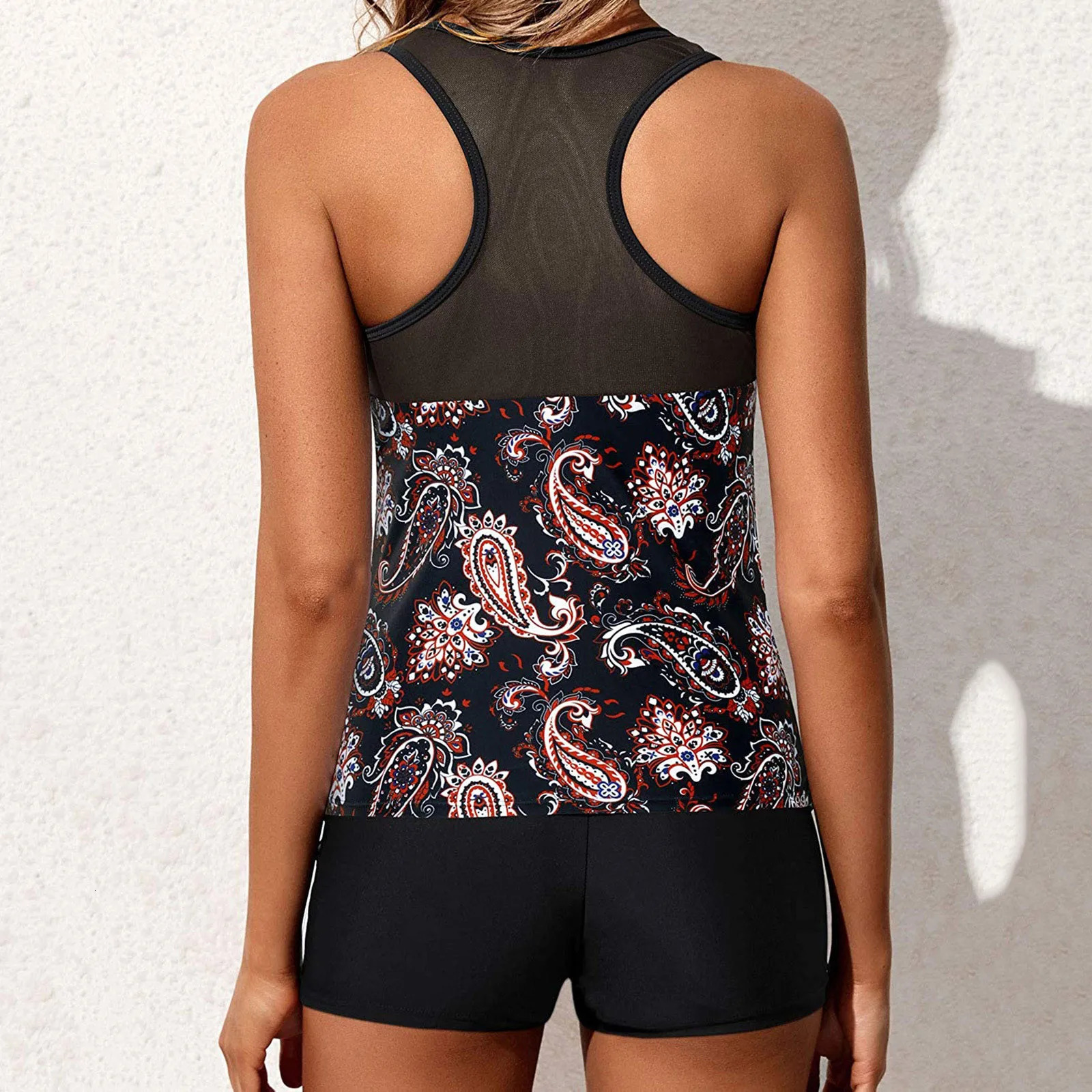 Tankini Swimsuit Tummy Control Top With Shorts Sexy Bathing Suit Leopard Printing Swimwear Women Two Piece Maillot De Bain Femme 250106