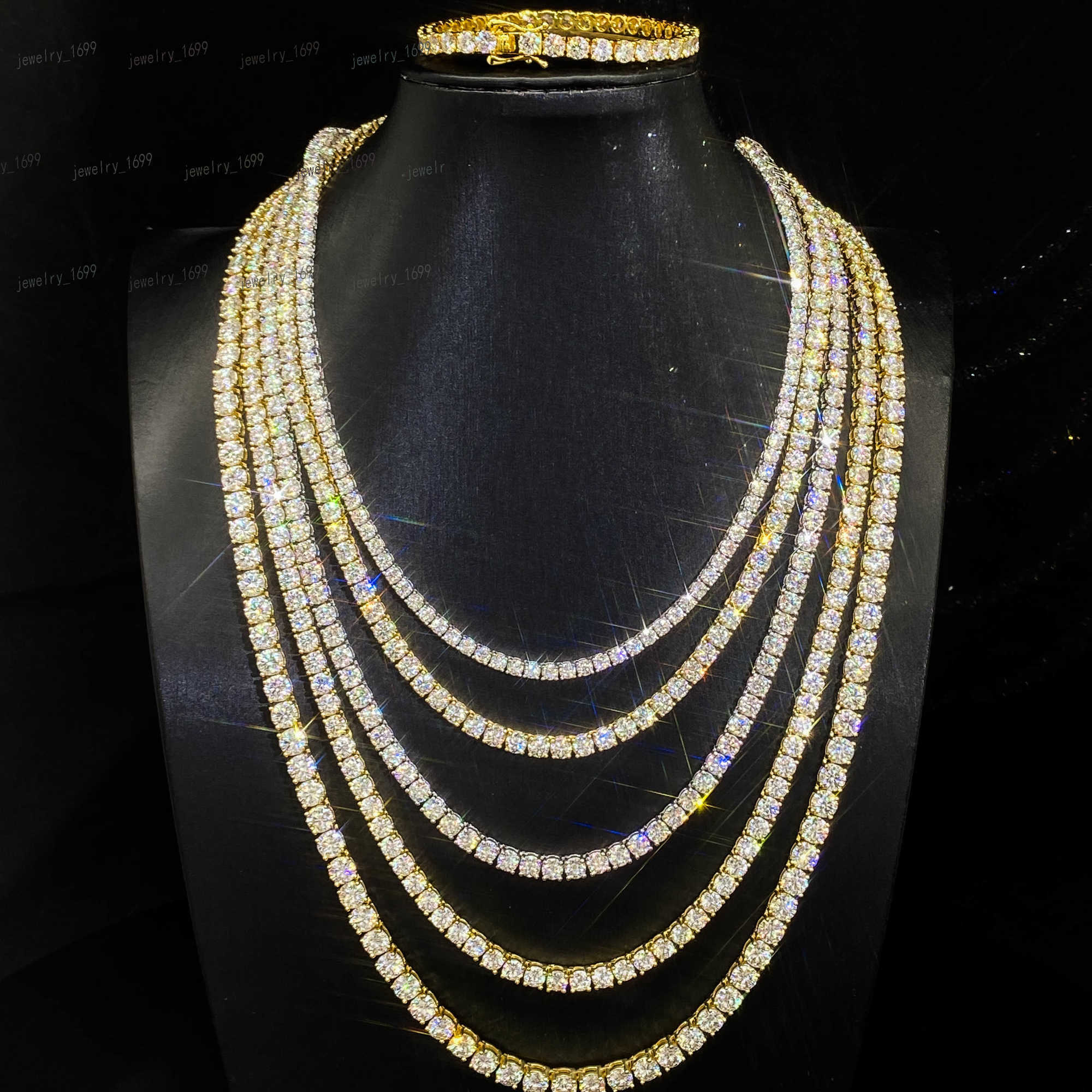 2025 Designer necklace moissanite tennis chain bracelet in 14K18K plated 3mm-6mm silver sterling diamond tennis chain for men women