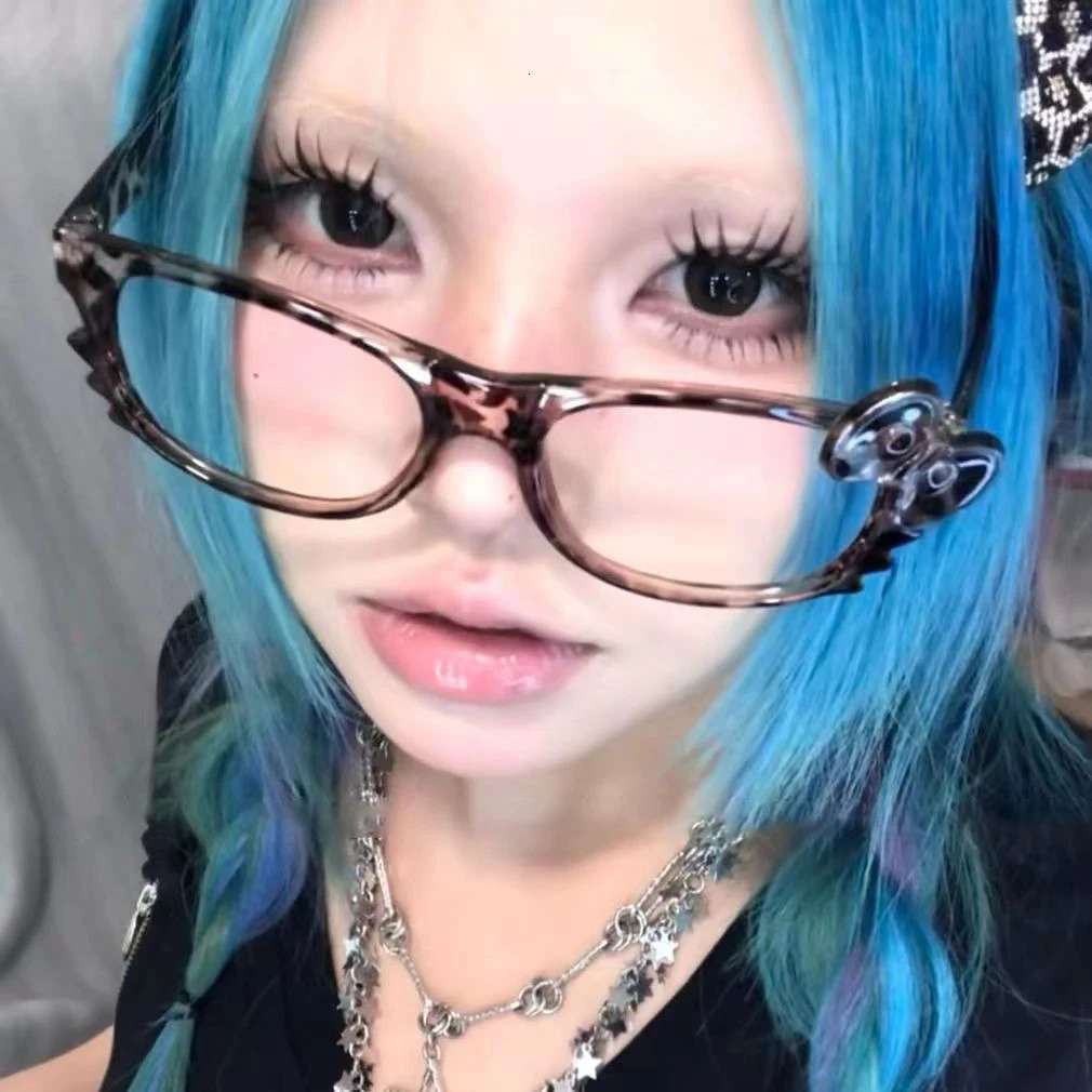 Korean Fashion Kawaii emo Glasses Frame Women Optical Harajuku Cute Eyeglasses Frames Y2k Glasses Korean Outfits Glasses 250107