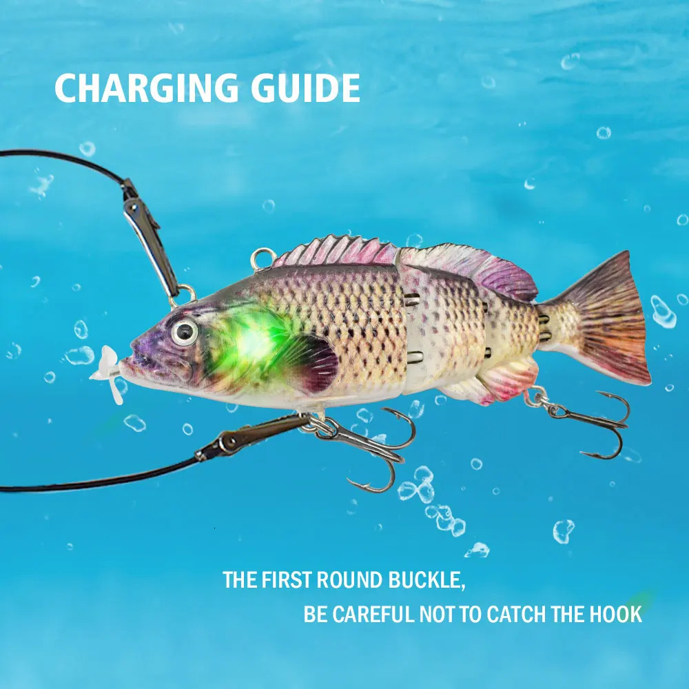 small 10cm Robotic Swimming Lures Fishing Auto Electric Lure Bait Wobblers For Swimbait USB Rechargeable Flashing LED light 241231