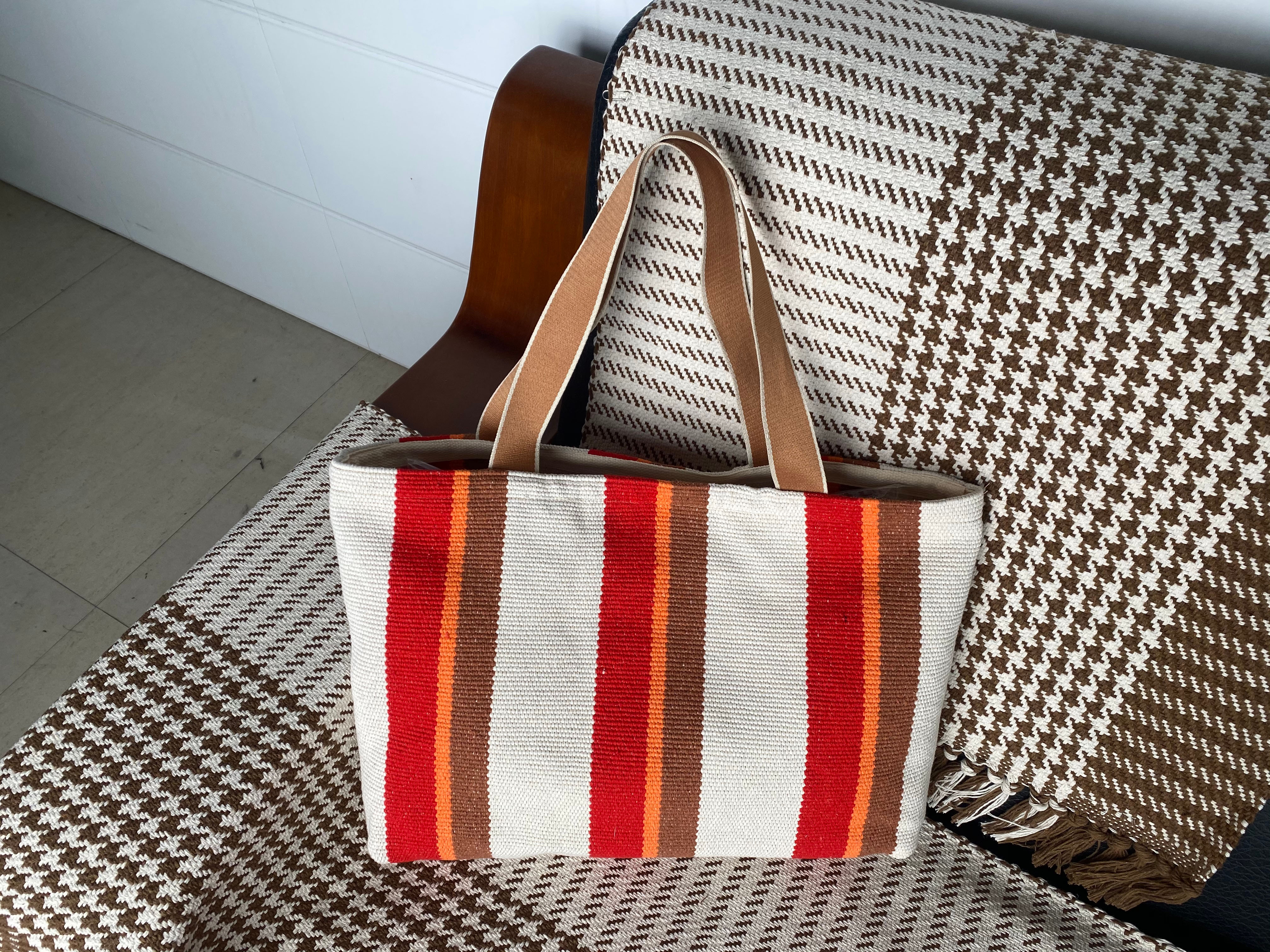 Vintage Handmade Coarse Cotton Shoulder Tote Bag