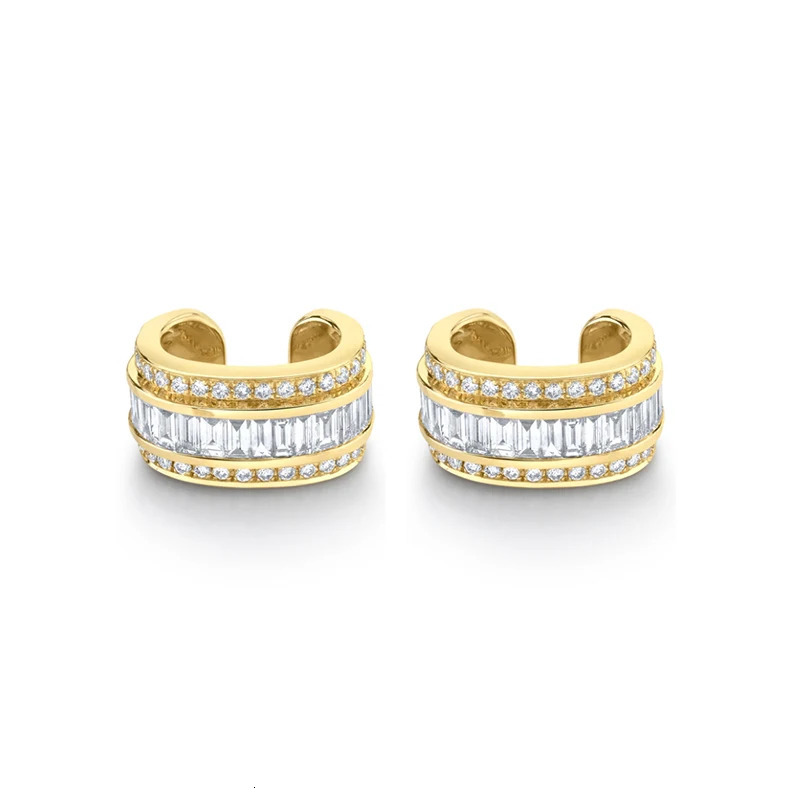 KEYOUNUO Exquisite Gold Plated CZ Ear Cuff Earrings for Women Zircon Piercing Clip Earrings Party Wedding Jewelry Wholesale 250103