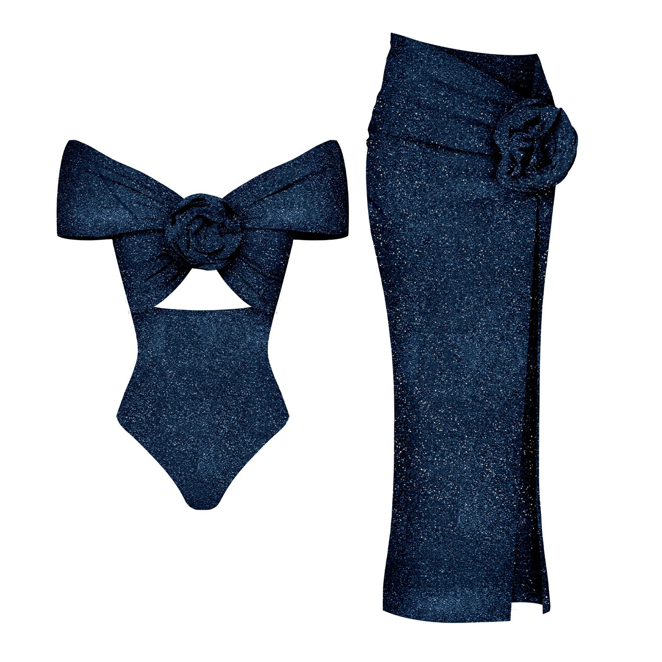 Shiny Flower Swimsuit Desire Swim Suit Luxury Women Swimwear Sexy Bikini Deep V Monokini Beachwear Bodysuit Bathingsuit 250108