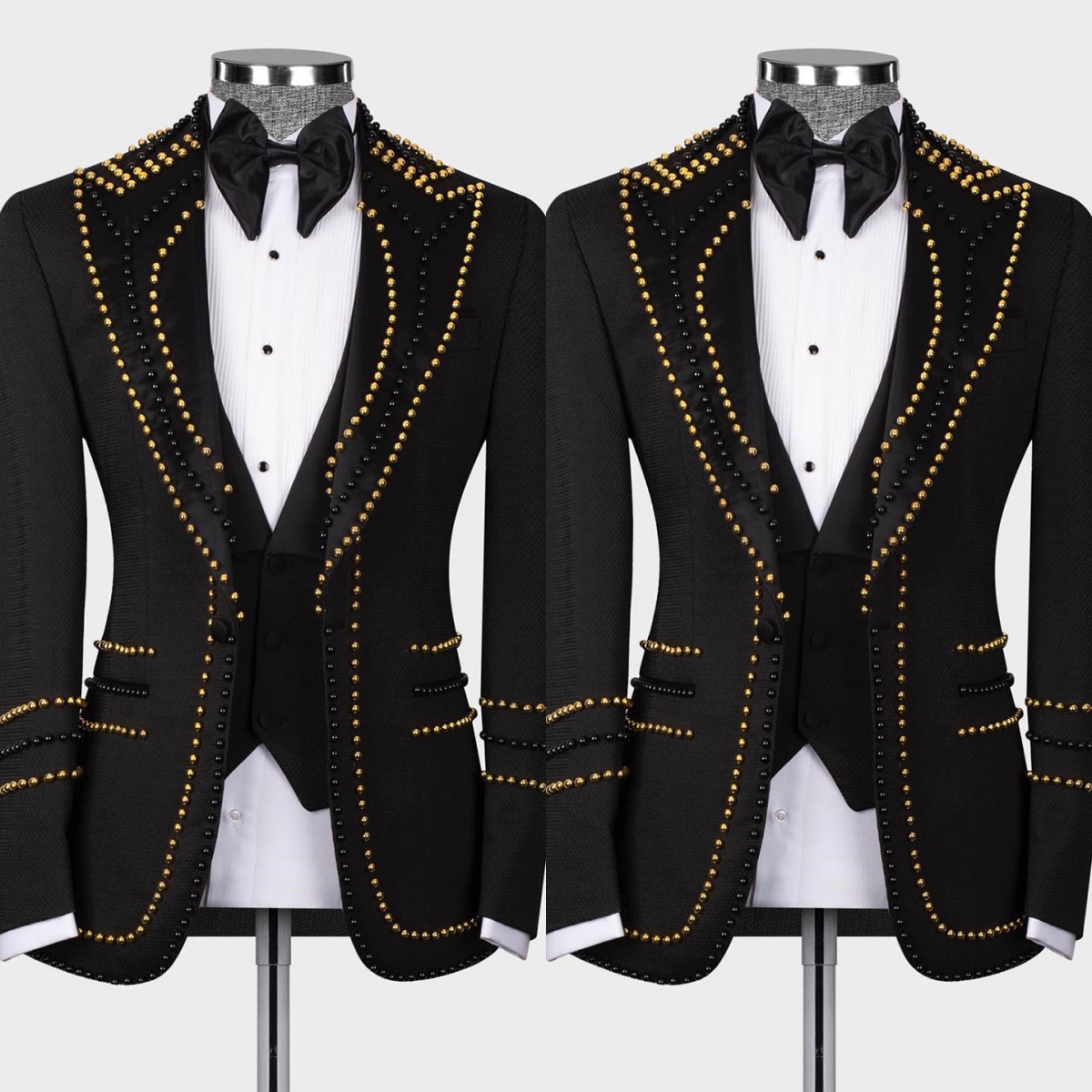 Exquisite Men Suits 1 Piece Set Jacket Beaded Pearls Wedding Tuxedos Peaked Lapel One Button Party Event Groom suit Customized High Quality