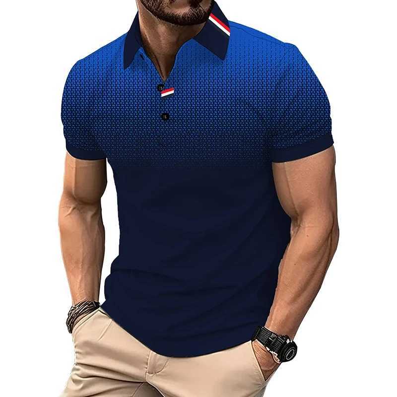 New Summer Trending Men Short Sleeve Slim Fit Polo Shirt Men Gradient Color 3Ddigital Print Polo Shirt Men Golf Polo Shirt TopsXJ250108