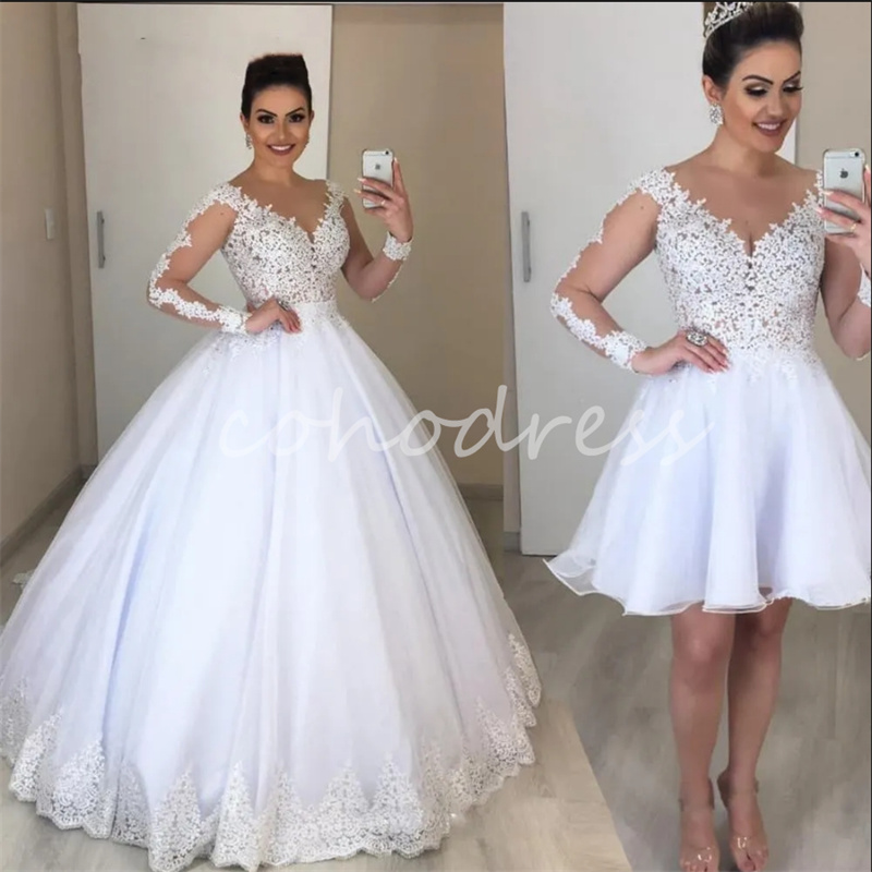 Civil Two In One Wedding Dress Convertible Elegant Detachable Two Piece Short Beach Boho Bride Dress Lace Bohemain Country Bridal Gowns 2025 Robe De M