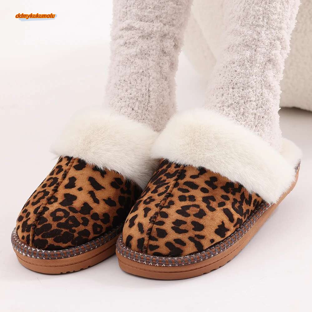 Kidmi Fashion Fuzzy Cotton Slippers For Women Indoor Non-slip Faux Fur Collar Fluffy Slides Winter Soft Cozy Plush House Shoes ddmykukumalu
