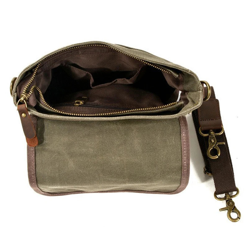 Japan and South Korea mens fashion crossbody bag shoulder bag oil waxed canvas with leather leisure outside travel bag 250207