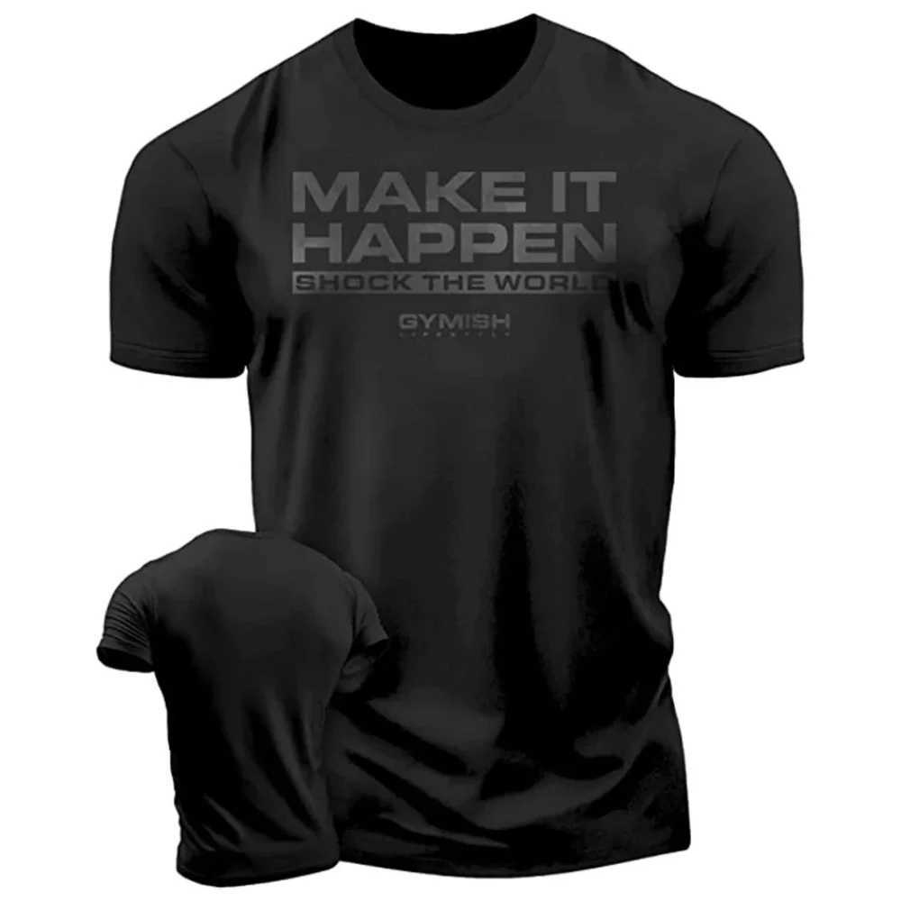 3D mens printed training T-shirt fun gym short sleeved T-shirt elastic breathable top M250411