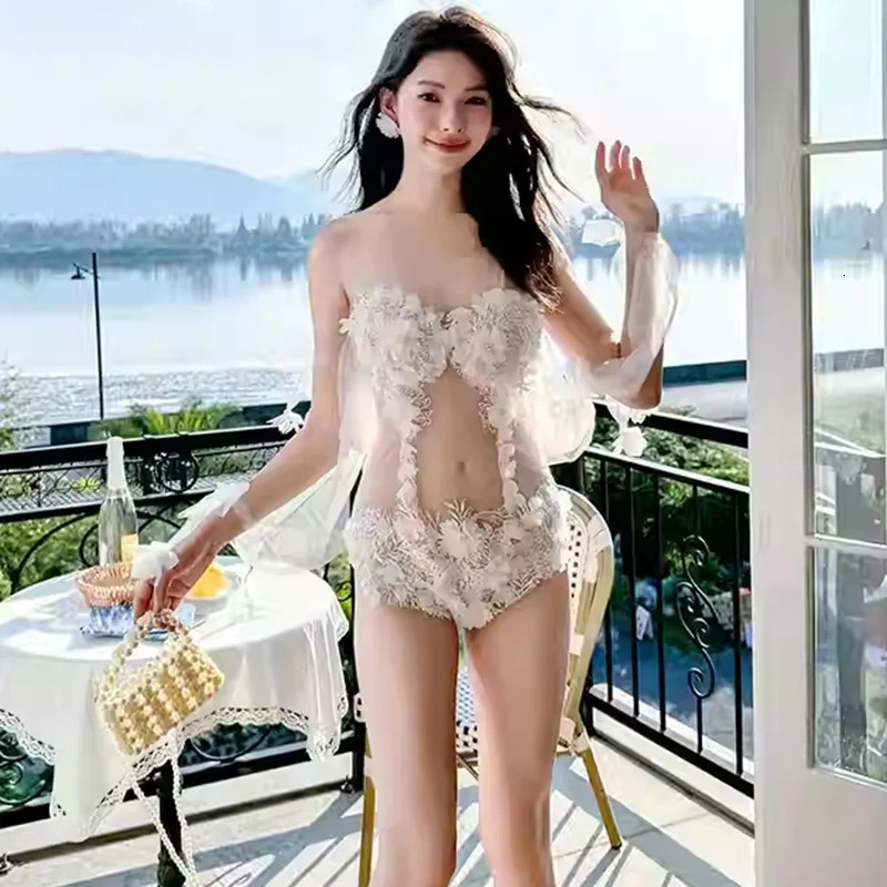 Original n Petal One-Piece Bikini Sexy Bra Mermaid Role Play Oceanarium Pure Lust Wind Spa Vacation Beach Corset 250106
