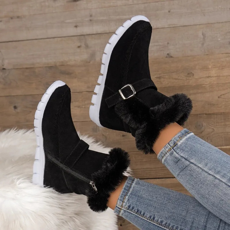 Women Boots Winter Warm Chelsea Snow Boots Women 2024 Casual Short Plush Ankle Boots Gladiator Sport Flat Shoes for Women 250103