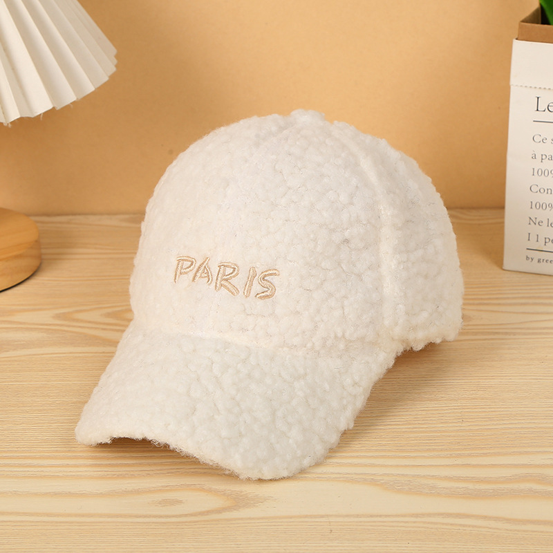 Winter hat female Japan and South Korea plush baseball cap fall and winter with duck tongue cap students cold warm bent brim hat men